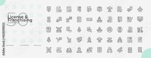 License And Franchising Line Editable Icons set. Vector illustration in modern thin line style of License And Franchising icons: retail, asset, legal, etc