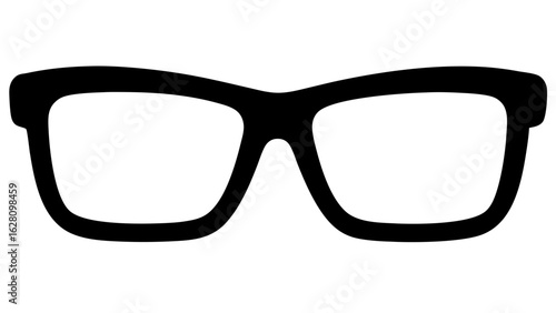 Eyeglasses simple black frame front view silhouette vector illustration