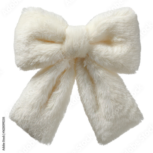 Soft and Fluffy White Plush Bow with Delicate Texture for Crafting and Decoration