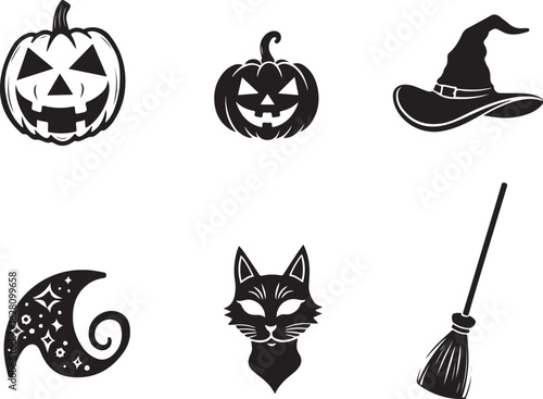 Spooky Halloween icons for festive seasonal design