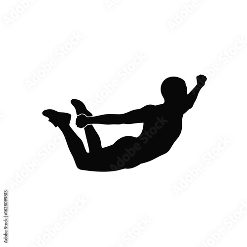 Silhouette of a man skydiving, capturing the essence of freefall and the adrenaline rush of extreme sports isolated on white background