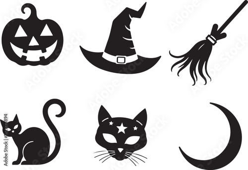 Spooky Halloween icons for festive design and decor