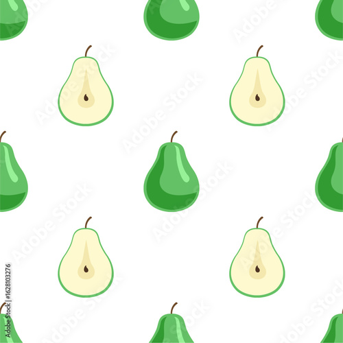 Pear seamless pattern. Fruit background. Beautiful vector print.