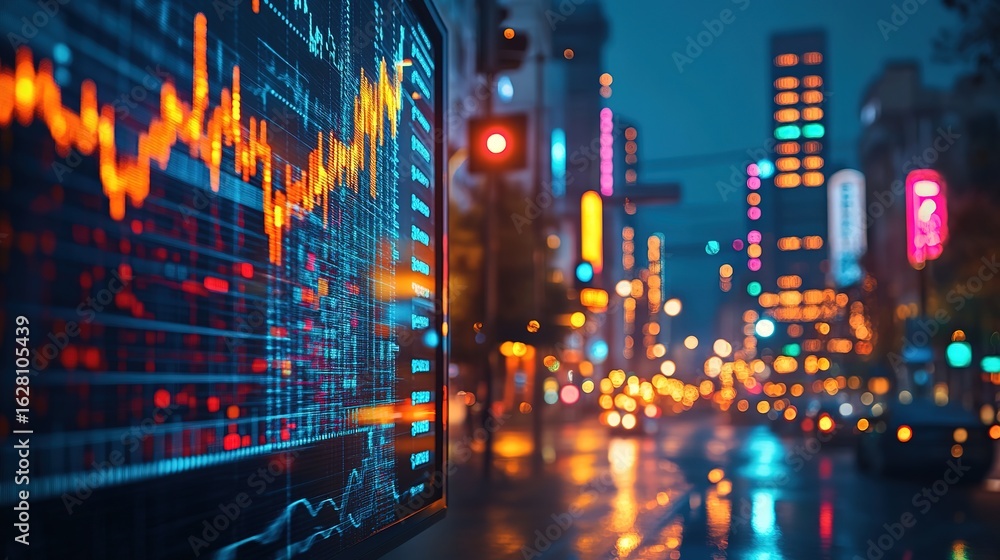 Fototapeta premium Global Electricity Price Surge and Renewable Energy Investment Financial Chart Showing Stock Market Growth Analytics