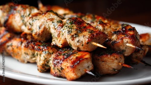 Wallpaper Mural Grilled chicken skewers on a plate Torontodigital.ca