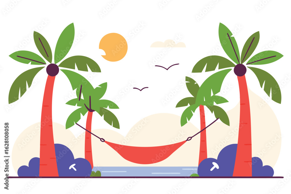 Naklejka premium tropical island with palm trees and sea