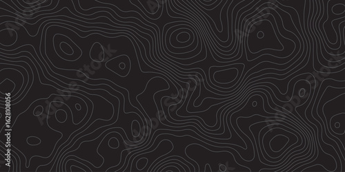 "Minimal topographic contour pattern on a dark background with fine grey lines. Abstract, fluid linework ideal for tech, nature, or mapping-inspired vector designs and stylish digital wallpapers"