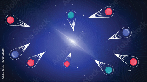 Cosmic spheres approaching bright nebula space stars