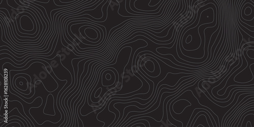 "Minimal topographic contour pattern on a dark background with fine grey lines. Abstract, fluid linework ideal for tech, nature, or mapping-inspired vector designs and stylish digital wallpapers"