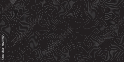 "Minimal topographic contour pattern on a dark background with fine grey lines. Abstract, fluid linework ideal for tech, nature, or mapping-inspired vector designs and stylish digital wallpapers"