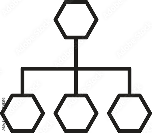 Network hierarchy icon representing organizational structure or team system with transparent background