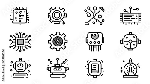 An abstract composition with geometric shapes and circular figures, creating a minimalist and visually intriguing arrangement against a dark backdrop.