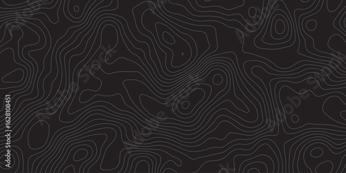 "Minimal topographic contour pattern on a dark background with fine grey lines. Abstract, fluid linework ideal for tech, nature, or mapping-inspired vector designs and stylish digital wallpapers"