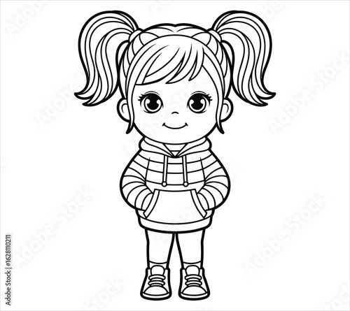 Bold Line Chibi Girl Art for Children