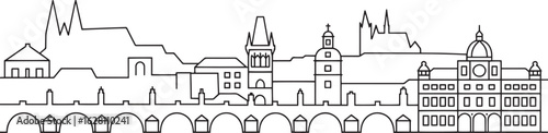 Wallpaper Mural Detailed Prague Skyline Silhouette Vector Illustration Depicting Famous Landmarks and Architecture Torontodigital.ca