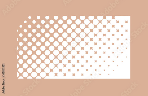 Halftone design element, rectangular halftone dot pattern. Specks, vector circle gradient. Modern design in polygraph style. Printing pattern.