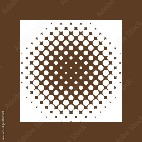 Halftone design element, rectangular halftone dot pattern. Specks, vector circle gradient. Modern design in polygraph style. Printing pattern.
