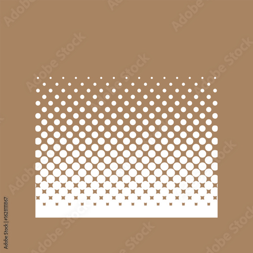 Halftone design element, rectangular halftone dot pattern. Specks, vector circle gradient. Modern design in polygraph style. Printing pattern.
