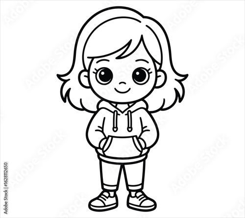 Sweet Chibi Girl Hand Raised Drawing