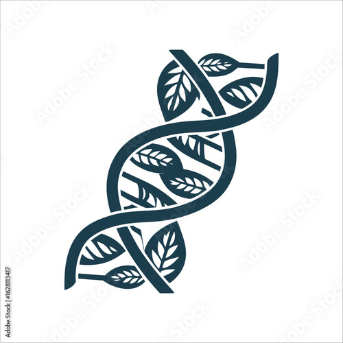 DNA Helix with Leaf Veins: Genetic Diet DNA Based Diet A double helix intertwined with leaf veins