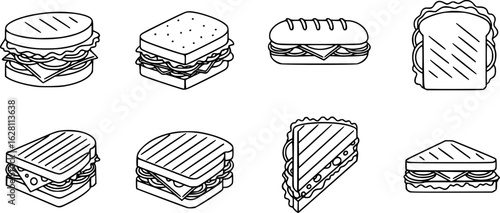 sandwiches icon line art vector illustration
