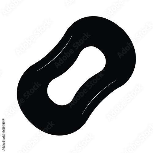 Full black color silhouette of a cotton pad on white background Vector illustration