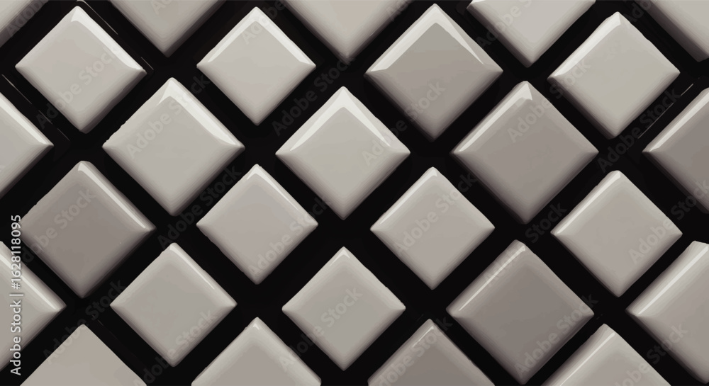 Fototapeta premium Abstract geometric pattern featuring a repeating diamond grid, light and dark contrast.