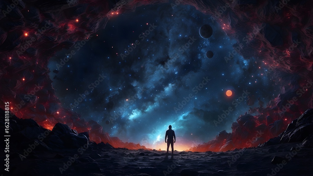 Fototapeta premium A dark void surrounded by faintly glowing constellations.Cinematic theme, HDR, Vibrant 