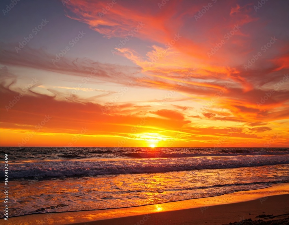 Fototapeta premium Colorful Sunset Over The Beach