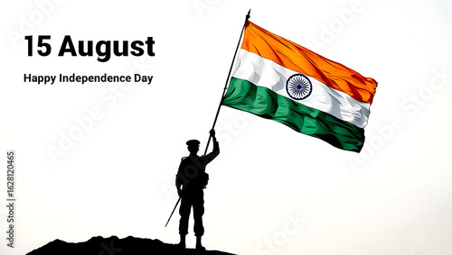 15 August Indian Happy Independence Day Celebration Poster Design Template, illustration of abstract tricolor banner with Indian flag for 15th August Happy Independence, generative ai