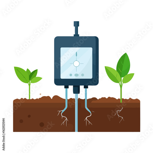 Smart Automated Plant Irrigation System with Soil Moisture Sensors and Green Seedlings
