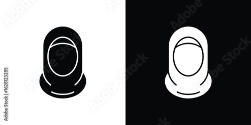 Woman wearing hijab icon Pixel perfect vector graphics. Symbol, logo illustration.