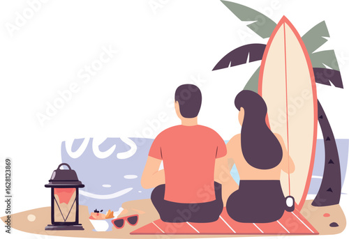 vector illustration of a tropical beach