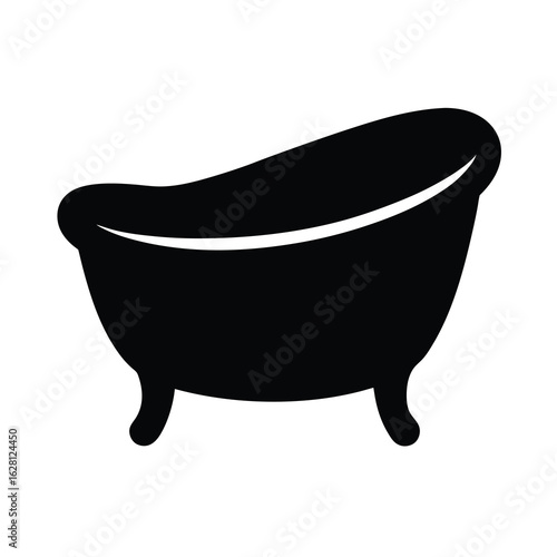 Full black color silhouette of a pedicure tub on white background Vector illustration