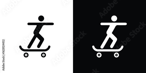Skateboarding icon Pixel perfect vector graphics. Symbol, logo illustration.