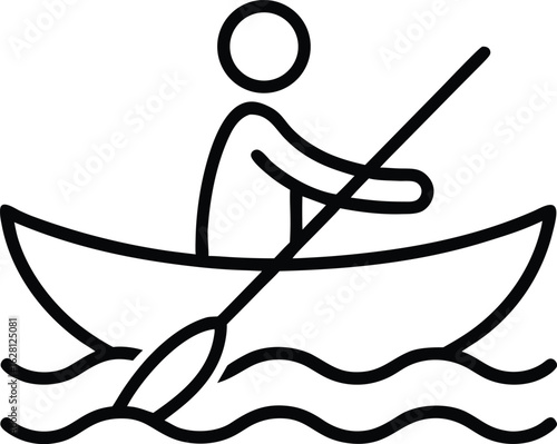 canoeing outline icon. Canoe Transportation vector illustration