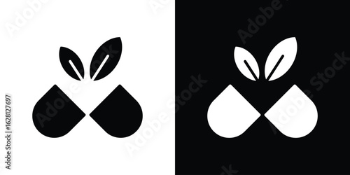 Herb eco capsule icon Pixel perfect vector graphics. Symbol, logo illustration.