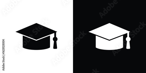Graduation cap icon Pixel perfect vector graphics. Symbol, logo illustration.