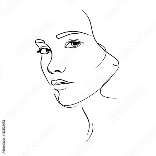 Minimalist line drawing of a woman's face with elegant and simple design