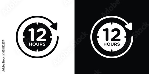 12 Hours clock icon Pixel perfect vector graphics. Symbol, logo illustration.
