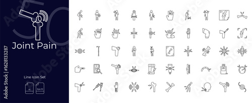 Joint Pain Line Editable Icons set. Vector illustration in modern thin line style of Joint Pain icons: pain, hip, shoulder, etc