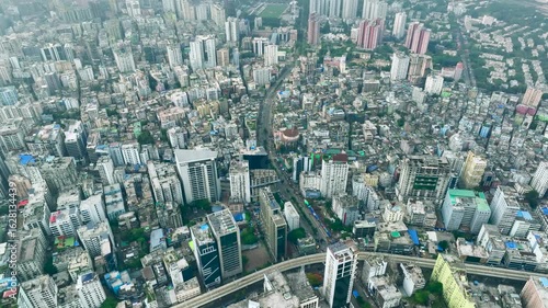 Birds eye view of a sprawling urban area with a prominent railway line cutting through the city gulistan dhaka bangladesh
