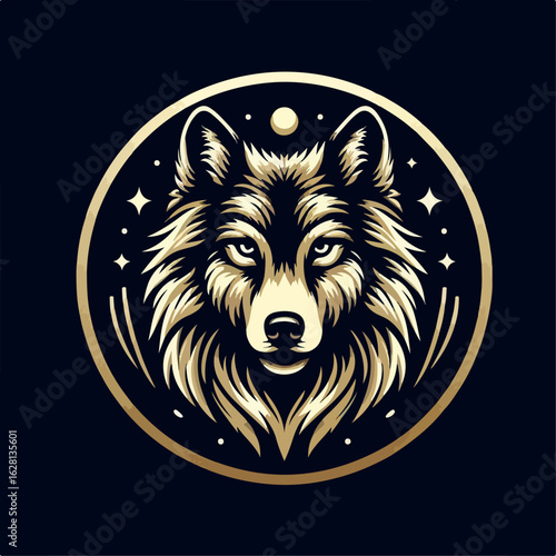 premium vector illustration logo of gold wolf