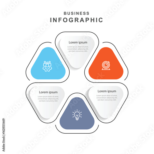Design template infographic vector element 3 step journey on hexagon concept. 