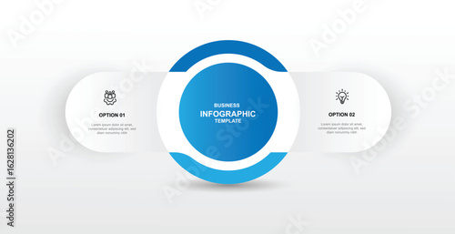 Design template infographic element with icons and 2 step journey. Vector illustration can be used for workflow layout, business information, presentation and web graphic design 