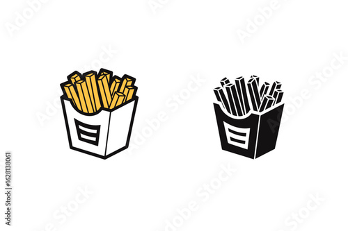 Boxes of french fries  vector silhouette