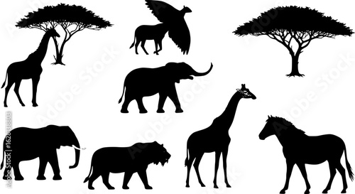 african wildlife animal silhouettes collection
