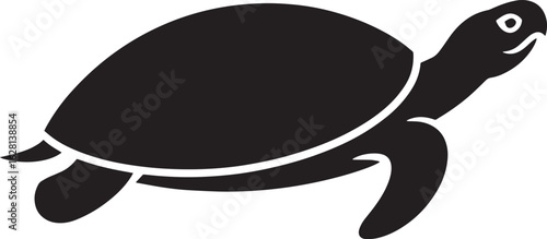 Sea Turtle Silhouette Vector Illustration Swimming in the Ocean with a Transparent Background Design