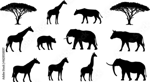 african wildlife animal silhouettes collection
