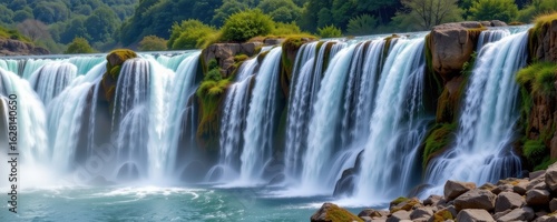hydroelectric systems at waterfalls capture potential energy from elevated water and transform it into electricity reducing carbon footprint and promoting clean energy solutions worldwide.